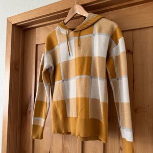 RACHEL Rachel Roy Mustard and Cream Checkered Hoodie